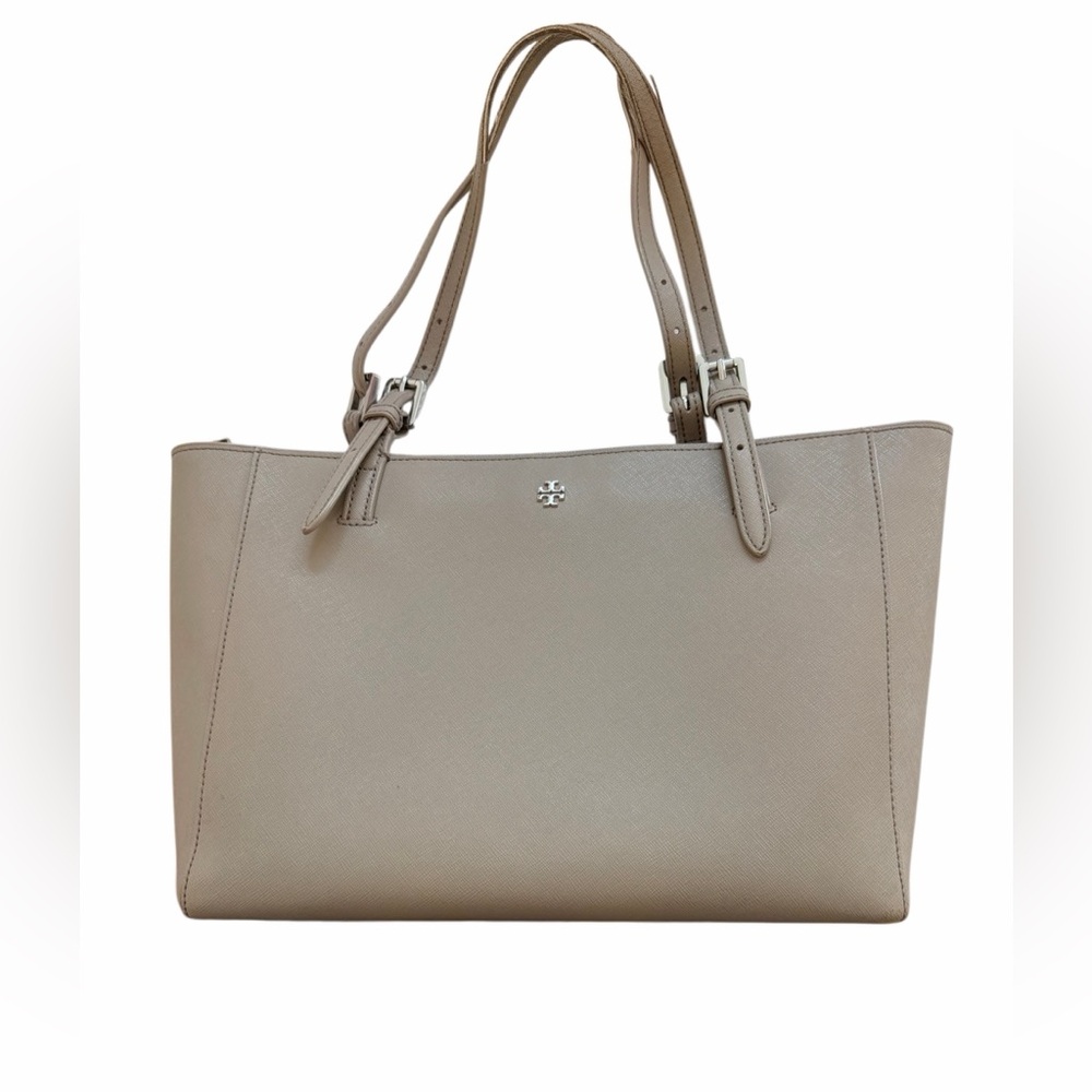 Tory Burch York Saffiano Leather Tote Neutral Taupe Bag